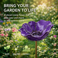 新品Handmade Metal Flower Garden Stake手工金属花卉花园喂鸟器