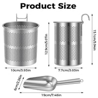 Stainless Steel Ice Scooper for Ice Maker Open Top Drainage Holder Set Kitchen Utility