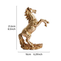 Desktop Horse Ornament Gold Foil Finish Rearing Horse Statue for Living Room