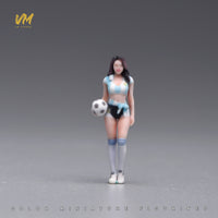 VM 1/64 Scale Soccer Baby Miniature Figure in Blue and White Striped Jersey Holding Football