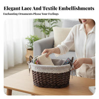 Round Woven all-purpose organizer Handmade Storage Basket Rustic Design for Desktop, Bedroom