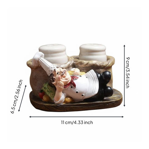 Resin Chef Figurine Seasoning Jars European Design Kitchen Decor Hand Painted