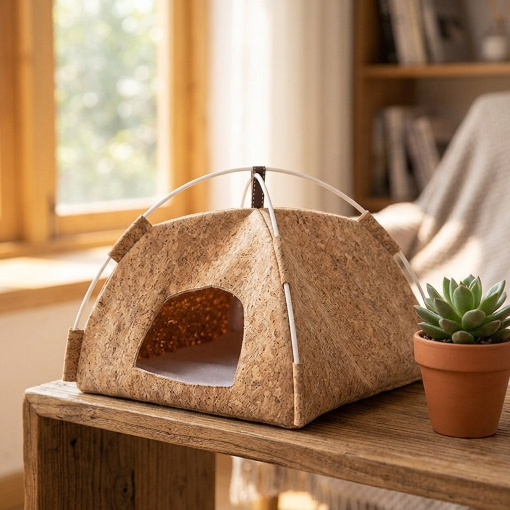 Plush-lined Cat Beds for Indoor Cats, Warm Cat Igloo Bed for Birds and Hamsters, Hanging or Floor-Standing Fabric Tent, 23x23x15cm, 1 Entrance