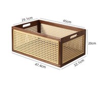 Basket with Wood Frame Rectangular Rattan Style Storage Box Elegant for Tabletop