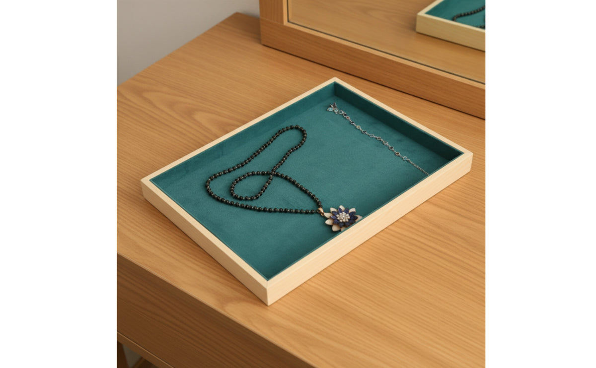 Rectangular Eyewear Display Tray Low-Profile Accessory Tray with Raised Rim Shallow Organizer Compact for Collectors, Boutiques, Countertop, Vanity, Retail Displays