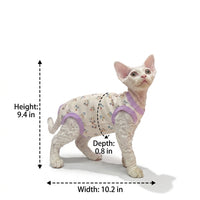 Hairless Cat Clothes in Polyester Fiber, Lightweight Pet Vest with Floral Print, Anti-cold Vest Shirts for Kitten Summer Wear and Rex Breeds