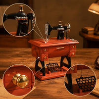 Vintage Mini Stitching Device Music Box Vintage Mini Stitching Device Music Box Tabletop Ornament for Collectors, Desk, Shelf, Display Cabinet
