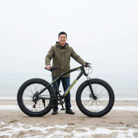 Wide-Tire Bike Double Disc Brakes Winter Terrain Bike Multi-Speed Multi-Terrain Bike for Rough Terrain