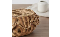 Lidded woven Basket Dust Protection Textile Container Basket Characteristic Edge Shape Storage Box for Dresser Top