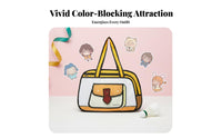 Large Capacity 2D Cartoon Illusion Bag Water Material Flat Design Handbag Laptop Compartment for Women, Students
