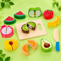 Pretend Play Culinary Items with Cutting Board Educational Culinary Play Props Cutting Interactive Display Fruit and Veggie Toy Set