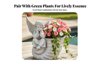 Angel Statue Planter Elegant Design Angel Statue Flowerpot Resin Sculpture Pot for Balcony, Patio, Porch