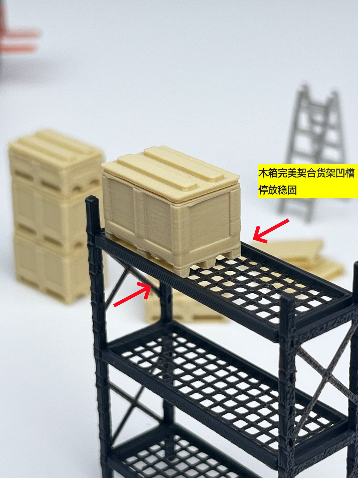 1:64 Warehouse Accessory Set Shelf Miniature Garage Display Scene Model Repair Tool Ladder