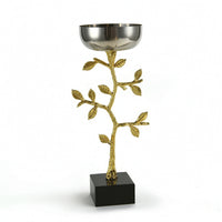 Sculptural Candle Holder Polished Candle Holder with Leaf Details Elegant Decor for Living Room