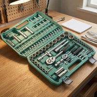94 Pieces Molded Compartments Ratchet Socket Kit Metal Latches Socket Wrench Tool Case