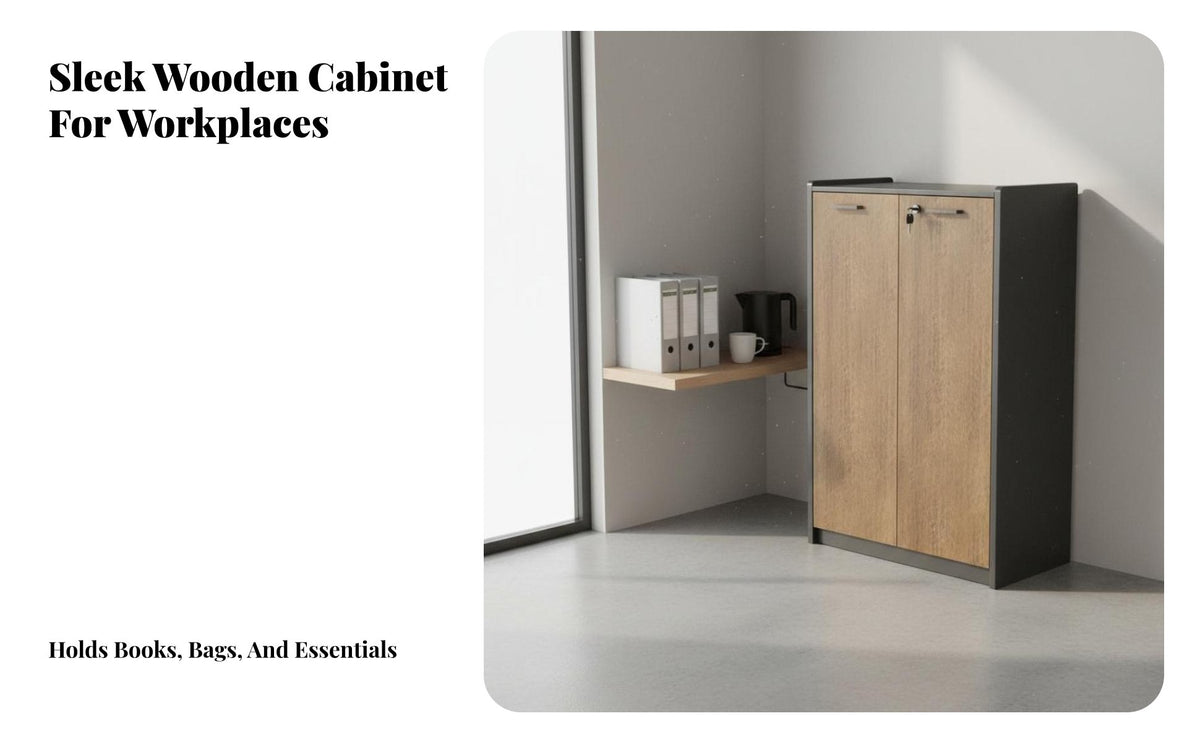 Wooden Office Cabinet Large Capacity Locking Storage Cabinet Multi-Functional Design Office Credenza for Professionals, Study Room, Reception Area