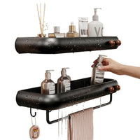 Bathroom Storage Rack, Wall-Mounted, No Drilling, Space Aluminum, Modern Simple Style