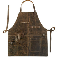 Vintage PU Leather Apron Adjustable Apron with Pockets Multi-Pocket Wear-Resistant for Barbers, Workshop, Barbecue, Grilling