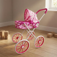 Foldable Doll Pushchair Lightweight Pretend Play Pushchair Metal Frame