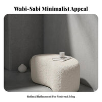 Curved Entryway Bench Wabi-Sabi Design Curved Waterfall Bench Sherpa Textile