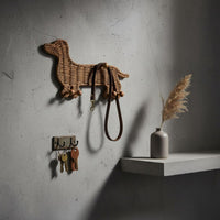 Woven Dachshund Hook Rack Decorative Home Organizer Space-Saving for Entryway