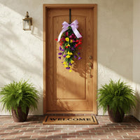 Colorful Morning Glory Swag Easy to Hang Floral Door Wreath for Outdoor, Wedding