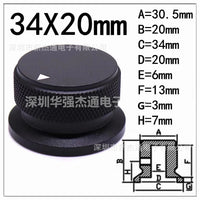 High-End Solid Aluminum Sandblasted Knurled Knob 34x20 38x20 for Audio Volume Control, Hole 6mm