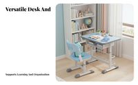 Kids Desk and Chair Set Height Adjustable Study Desk Rounded Corners children's Writing Table for Children, Girls, Classroom, Home, Bedroom