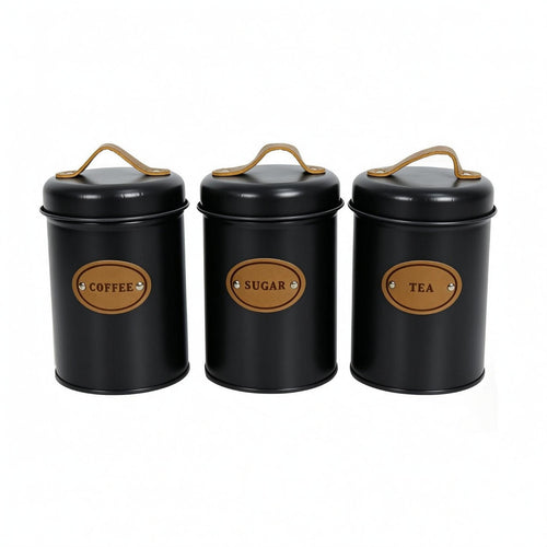 3 Pieces Coffee Sugar Tea Jars Fitted Lids Coffee Tea Sugar Canisters Color Box