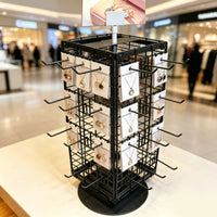 Rotating Grid Display Rack Multi-Hook Shop Fixture Sturdy for Countertop