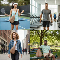 Pickleball Shoulder Bag Teardrop-Shaped Pickleball Bag with Racquet Holder Mesh-Textured for Athletes, Sports Training