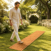 Wooden Garden road Sturdy Slatted Design Portable Walkway Panel Anti-Slip Weather Resistant Wood Walkway for Wedding Party