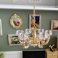 Dollhouse Miniature Alloy Chandelier for Living Room Decor