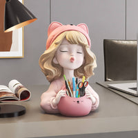 Makeup Brush Holder Gift Idea Pen Cup Statue Decorative for Girls