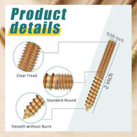20 Pack 5/16-18 x 2 Inch Hanger Bolts Double-End Threaded Screws with Driver Self-Tapping Screws