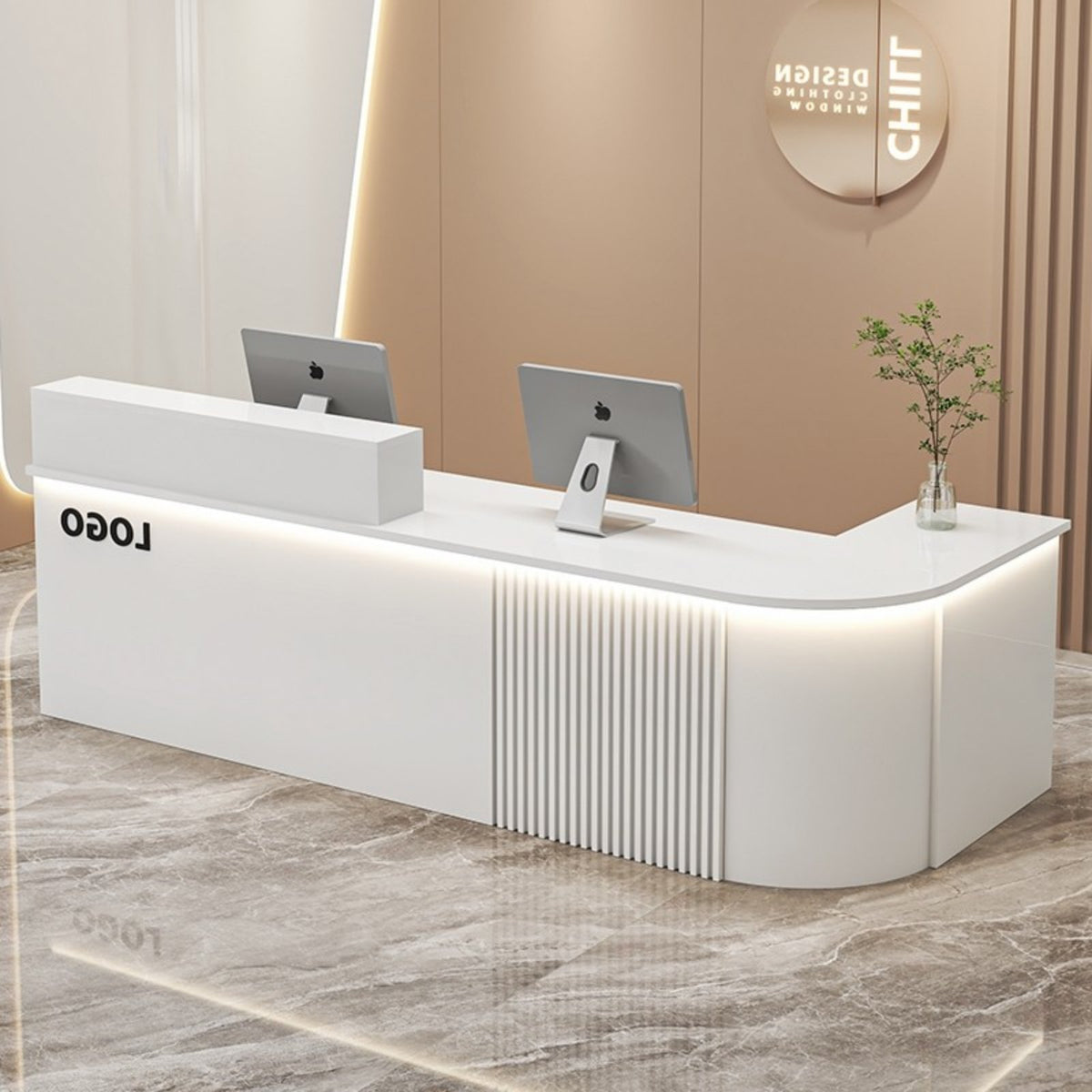 Modern Reception Desk Sturdy Construction Retail Front Desk Ample Storage Modern Checkout Counter for Receptionists, Business Owners