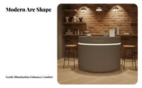Curved Reception Desk Light Luxury Design Modern Cashier Station Compact Size Semi-Circle Welcome Desk for Retailers, Beauty Salon, Retail Store