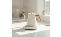 Keep Warm Gooseneck Electric Kettle Wood Grain Appliance Digital Display for Baristas