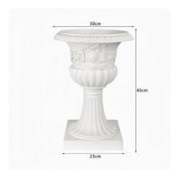 Large Round Pedestal Planter Flared Rim Vintage Roman Design Planter Drainage