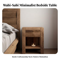 substantial Block Bedside Table Wabi-Sabi Aesthetic Nightstand Minimalist Design Easy to Clean for Homestay