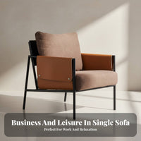Saddle Armrest Armchair Modern Design Lounge Chair High-Resilience Seat Padding Breathable Textile for Hotel, Coffee Shop