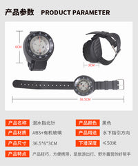 Yon Sub专业潜水耐腐蚀潜水罗盘腕表式水下指北针强磁夜光防水
