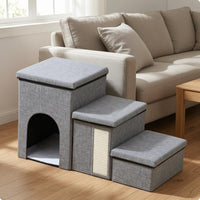 Foldable Pet Stairs Multifunction Dog Stairs with Storage Arched Entrance