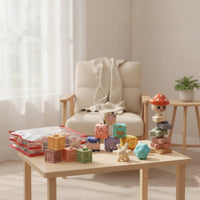 Tactile Soft Building Block Set Textured Baby Blocks with Mesh Bag Easy to Grasp Stacking Blocks Long-Lasting for Playroom