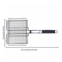Wire Mesh Grill Rack Rust-Resistant Long Handle Grill Basket Multi-Use Barbecue Accessory for Outdoor, Camping