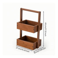 Wood Rack with Handle Space-Saving Two-Tier Shelf Decorative 2-Tier Shelf for Washroom Counter
