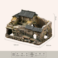 中式鱼缸摆件创意鱼虾躲避屋水族箱草缸造景装饰微景观古建筑模型 隐居江南【壹】;长约20cm