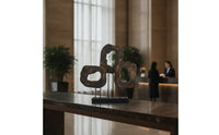 Abstract Loop Sculpture Geometric Resin with Lumber-Like Appearance-Look Sculpture Compact Decorative Statue for Art Collectors, Entryway
