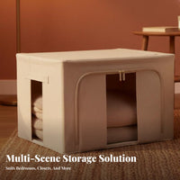 Large Capacity foldable Fabric Bin Foldable Design Clothing Organizer Stackable Household Storage Easy-Carry Handles for Families, Students, Homeowners, Bedroom, Dorm Room, Under Bed, Shelves