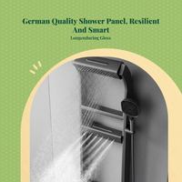 Silver shower panel with massage jets